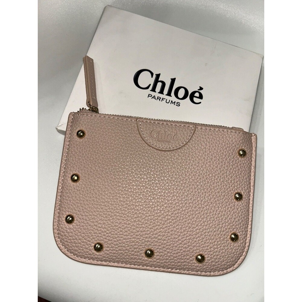 Chloe New in Box Nude Pink Studded Pouch Clutch Bag